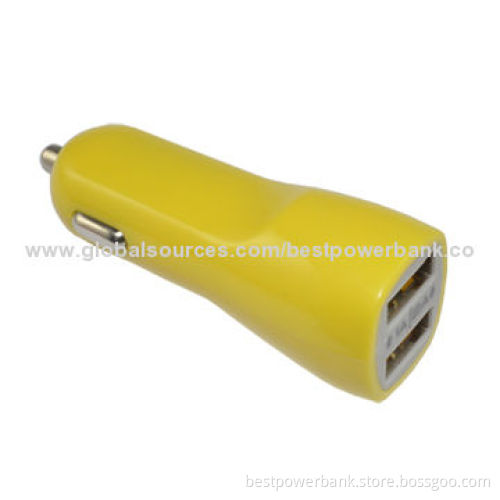 Electric Type and Mobile Phone Use USB Car Chargers, 5V/2.1A Output, Made of ABS